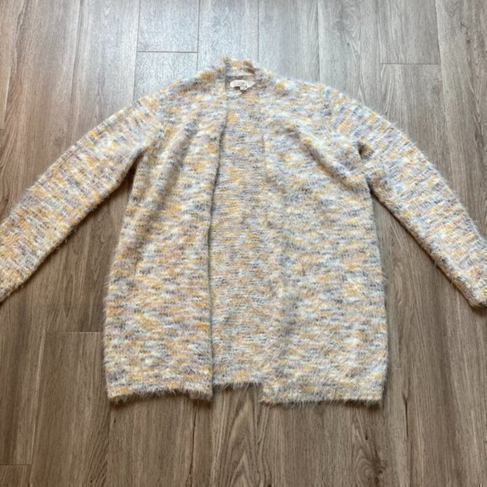 Loft Eyelash Multicolor Oversize Cardigan Size L NWOT